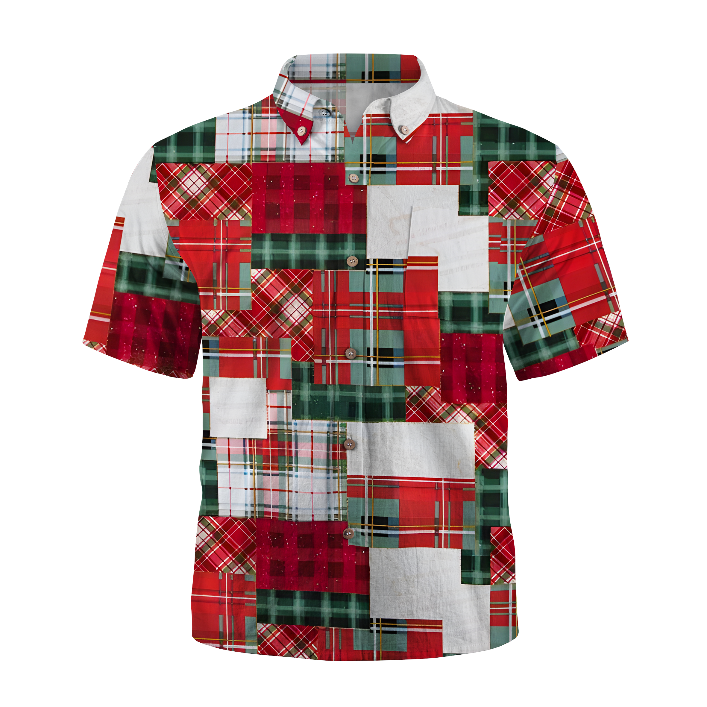 Maturelion Christmas red and green splicing Funny Hawaiian Shirt