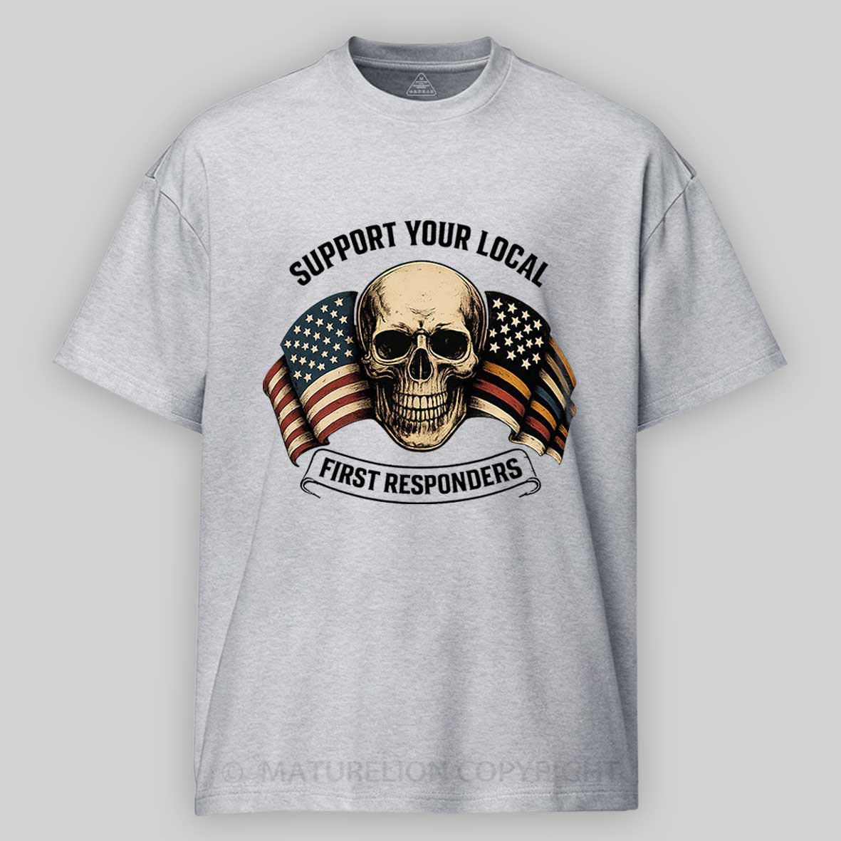 Maturelion Men's T-Shirt First Responder Flag Cotton T-Shirt