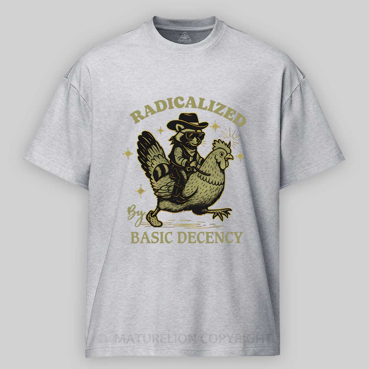 Maturelion Radicalized by Basic Decency Retro Raccoon Meme Fascism Cotton T-shirt
