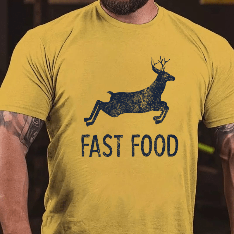 Maturelion Fast Food Funny Men Hunting Unisex Cotton T-shirt (Free Customization)