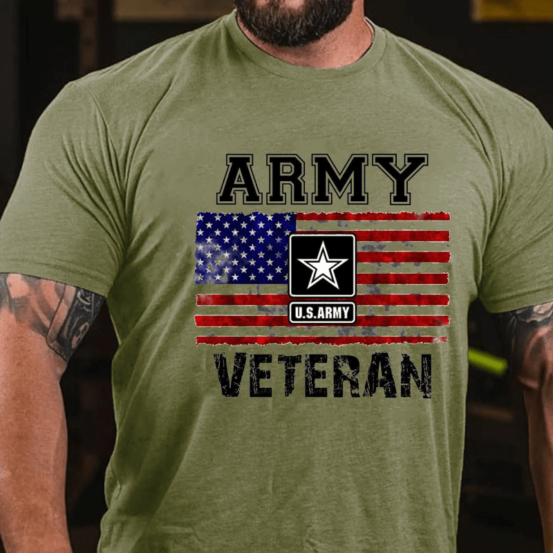 Army U.S.Army Veteran 4th of July Cotton T-shirt (Free Customization)