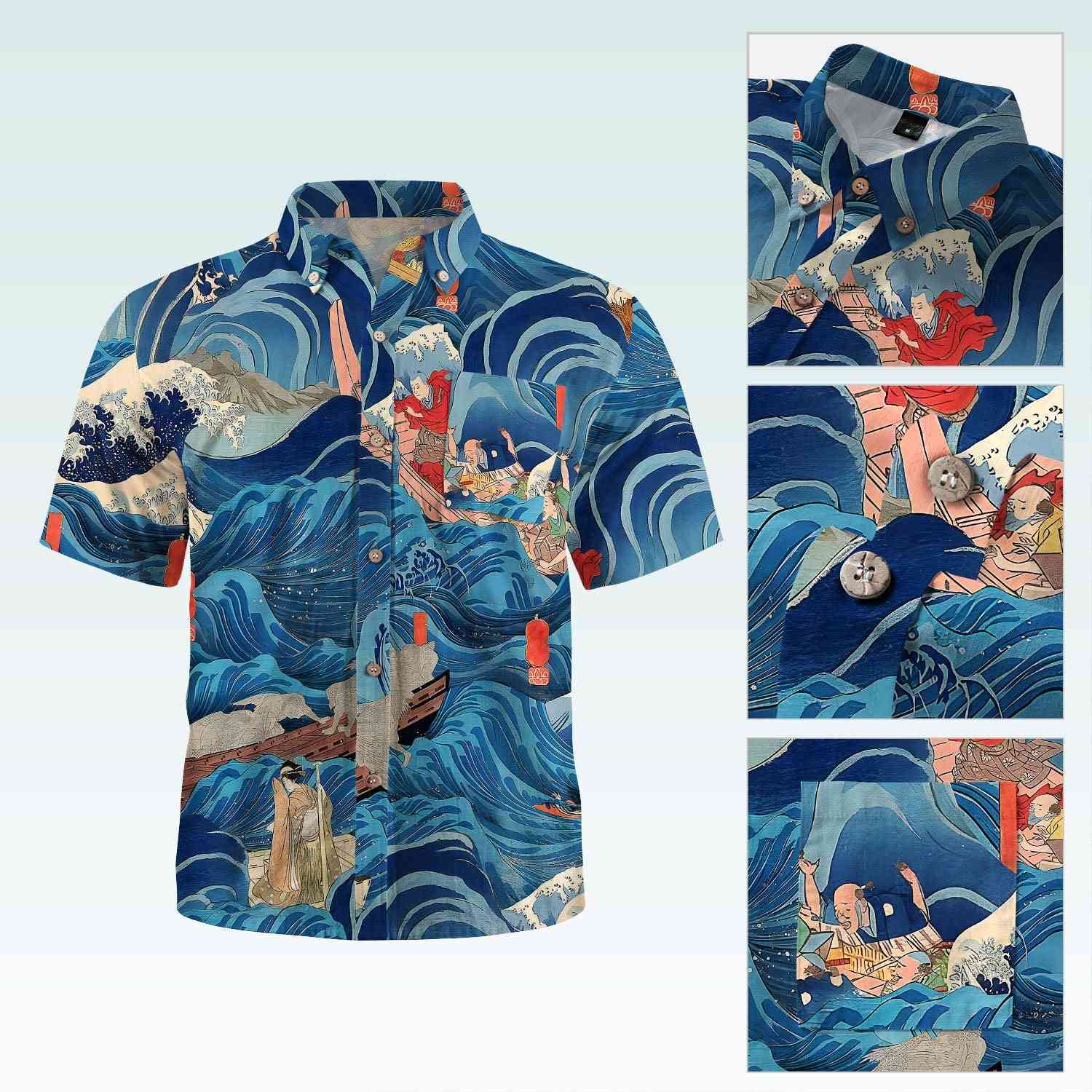 Maturelion Men's Button Pocket ShirtSpooner Tailored Camp Shirt