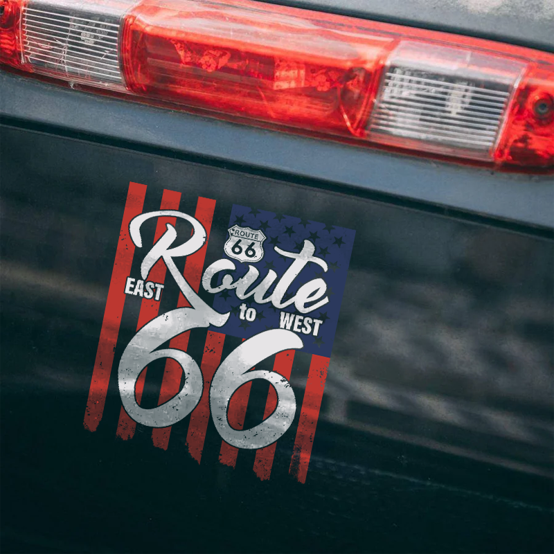 Maturelion East To West Tee Route 66 Funny Car Window Decal