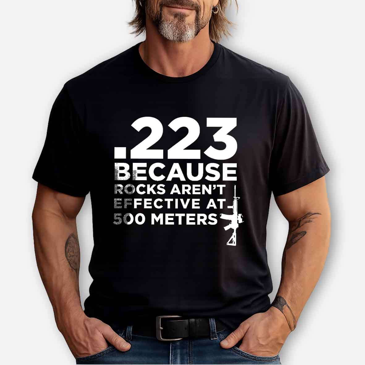 223 Because Rocks Aren't Effective At. 500 Meters Cotton T-shirt 