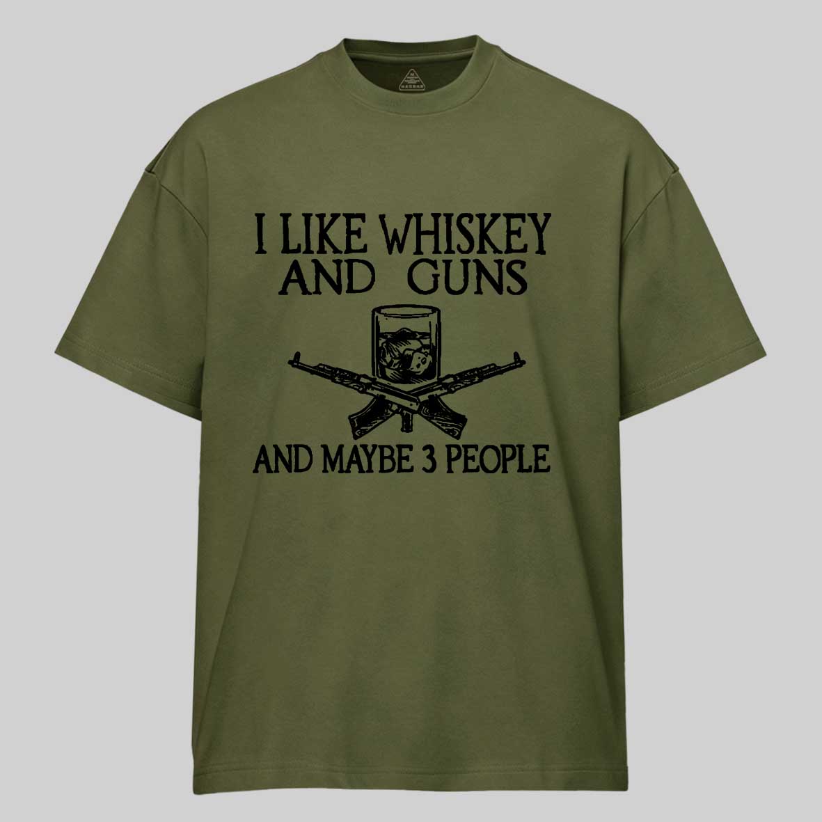 Maturelion I Like Whiskey And Guns And Maybe 3 People Print Men's Unisex Cotton T-shirt-Maturelion