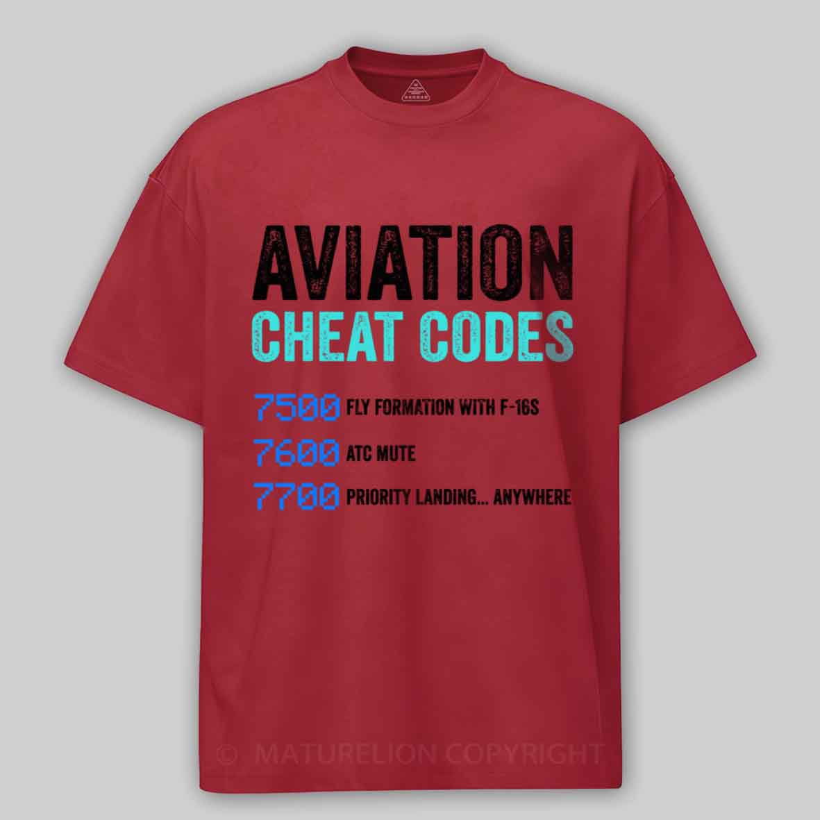 Maturelion Aviation Cheat Codes Pilot Funny Aviation Lover Cotton T-shirt