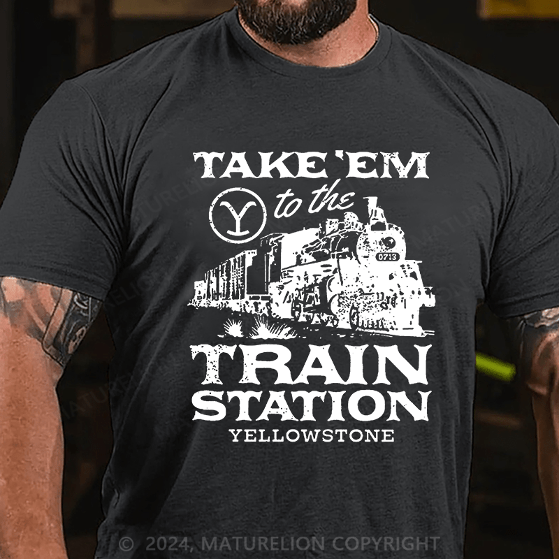 Maturelion Take'em To The Train Station Yellowstone Cotton T-shirt 