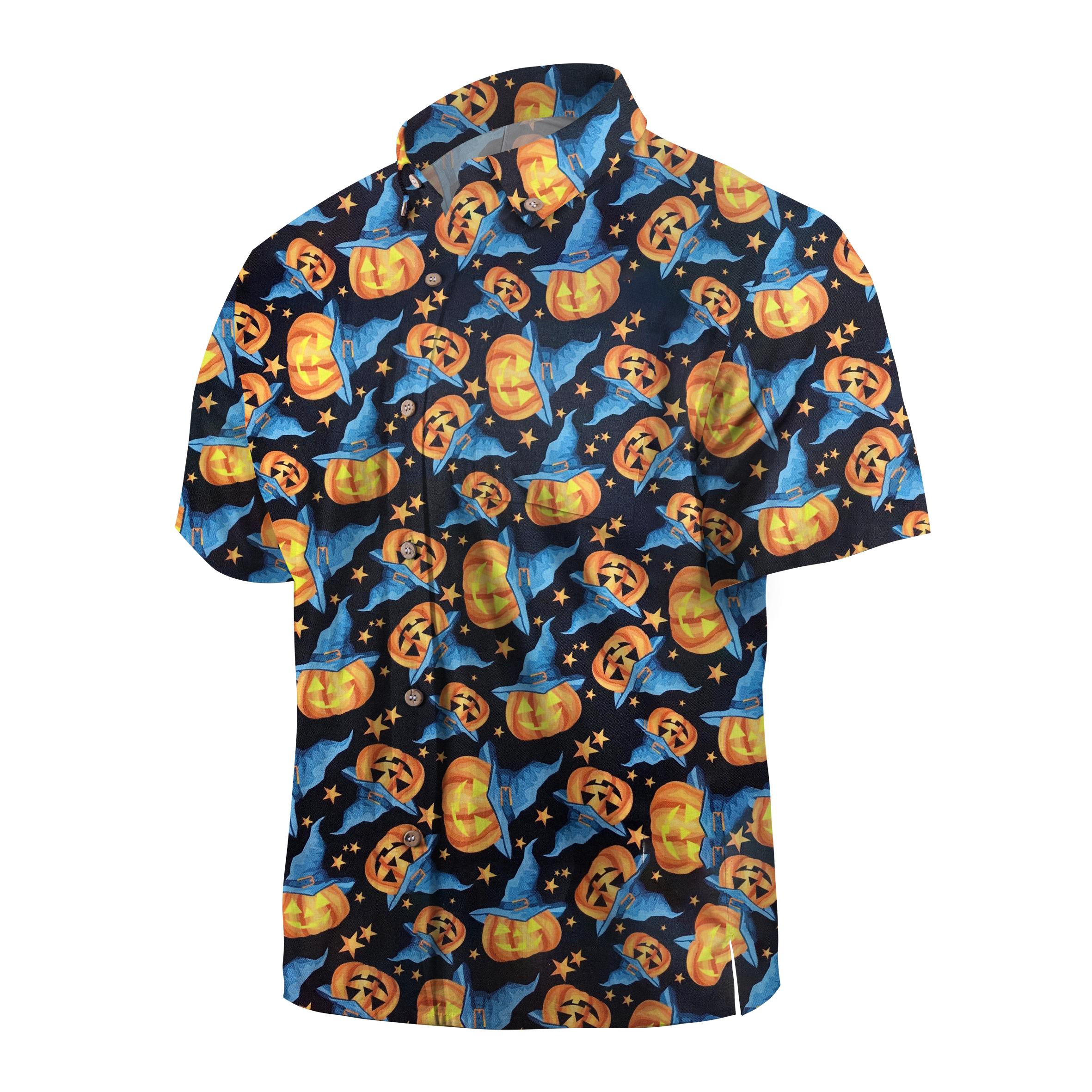 Maturelion Pumpkins with witches hat Halloween Hawaiian Shirt