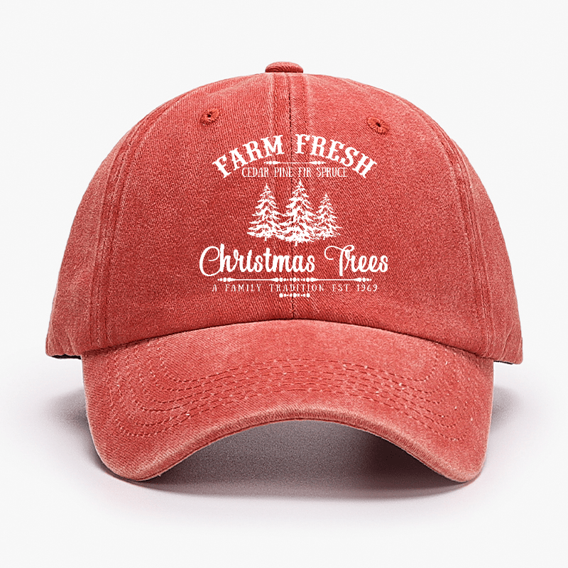 Farm Fresh Cedar Pine Fir Spruce Christmas Trees A Family Tradition Est 1969 Cap-Maturelion