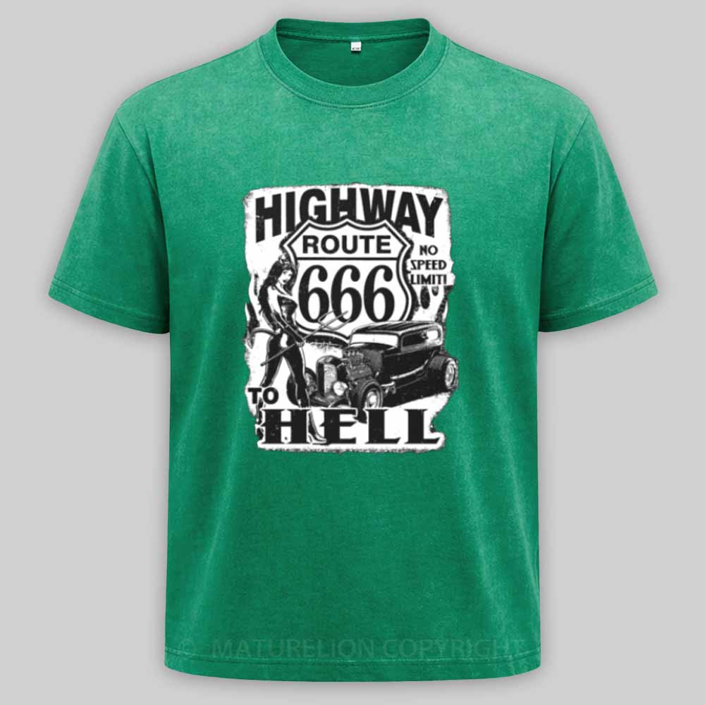 Maturelion Route 666 - Highway to hell Washed T-shirt