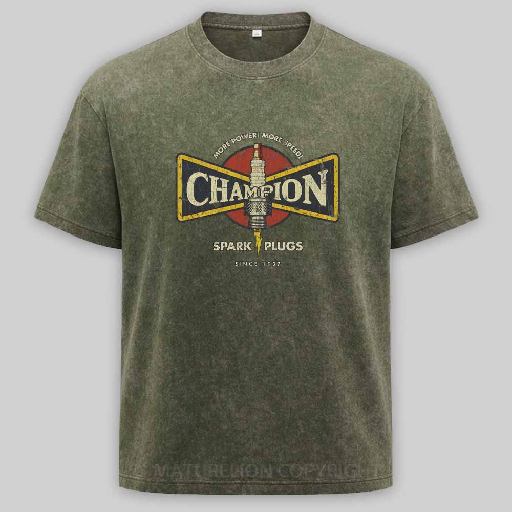 Maturelion Champion More Power More Speed 1907 Washed T-shirt