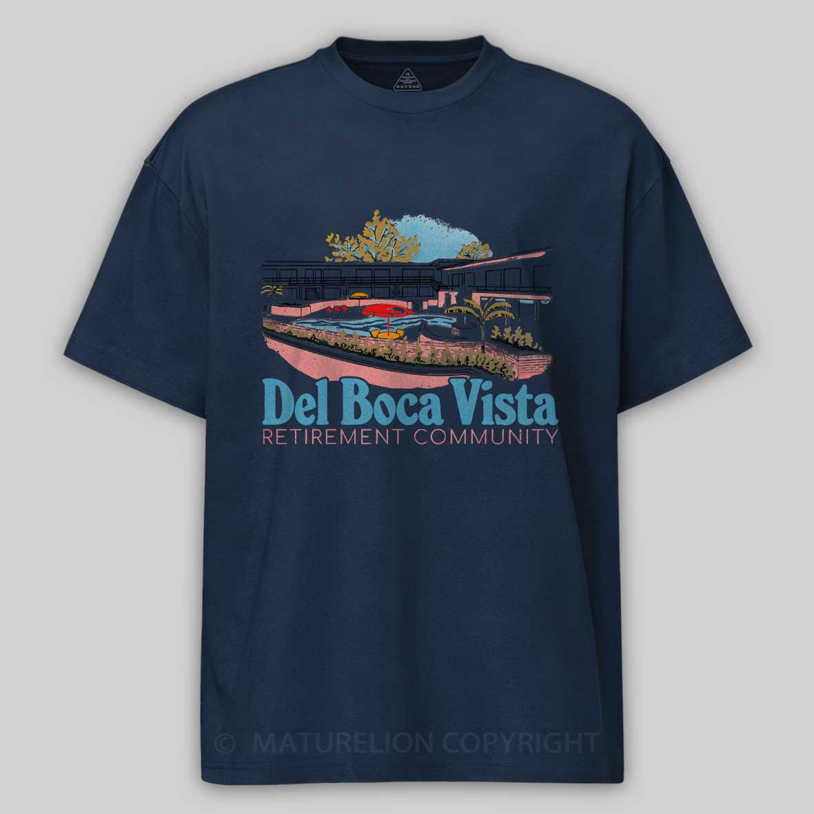 Maturelion Del Boca Vista Retirement Community - Retro Original Design Cotton T-shirt