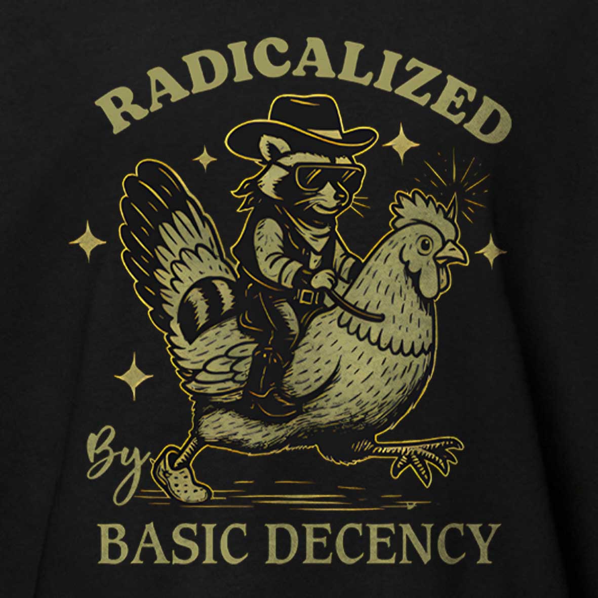 Maturelion Radicalized by Basic Decency Retro Raccoon Meme Fascism Cotton T-shirt
