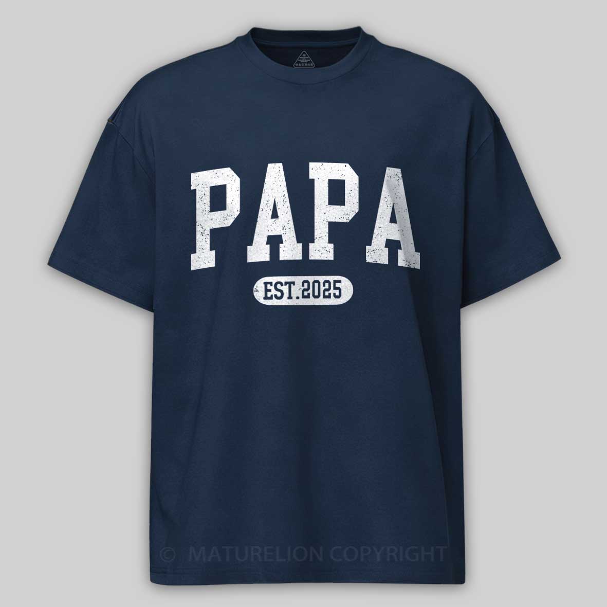 Maturelion Men's T-shirt Personalized Papa Shirt With Est Year Cotton T-shirt