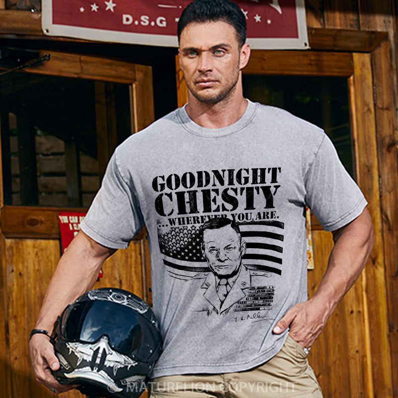 Maturelion Men's T-shirt Goodnight Chesty Cotton T-shirt