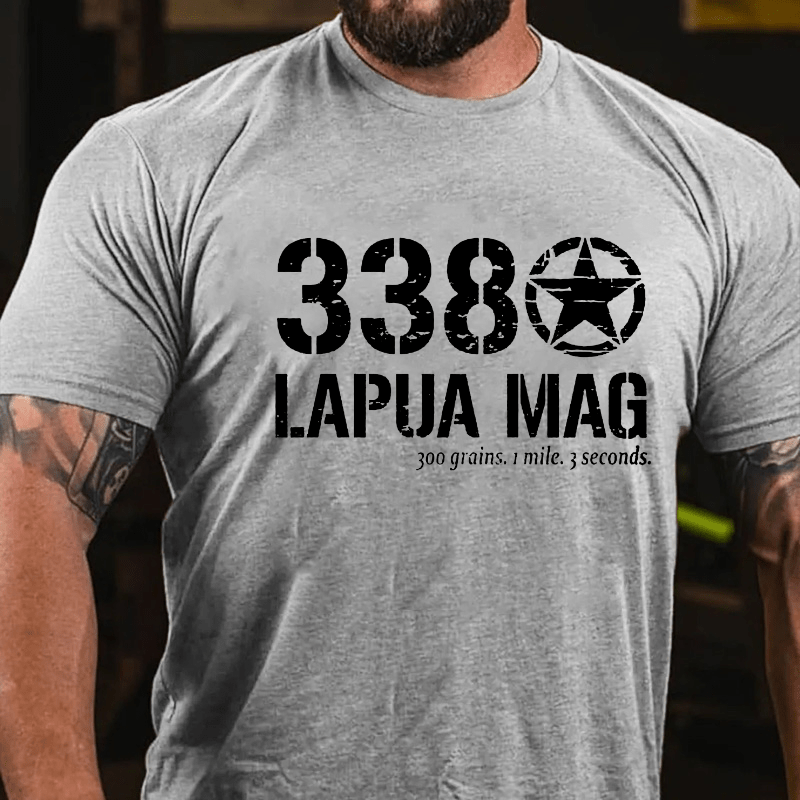 338 Lapua Mag 300 Grains 1 Mile 3 Seconds Cotton T-shirt (Free Customization)