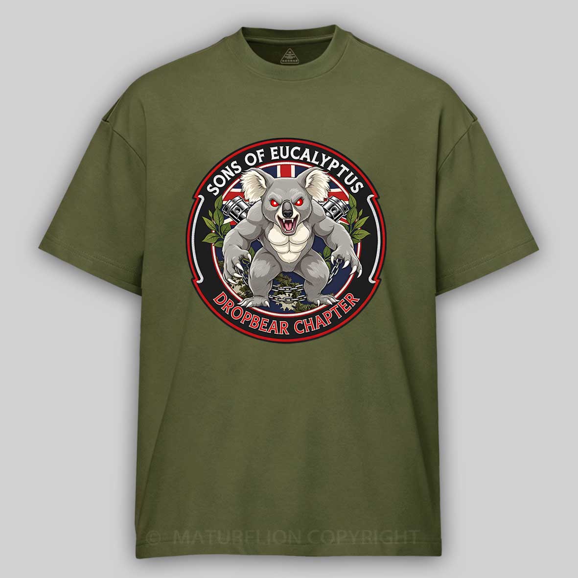 Maturelion Australia T-Shirt Dropbear Funny Graphic  Motorcycle Cotton T-Shirt