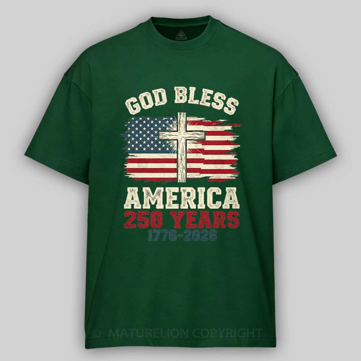 Maturelion USA 250th Anniversary Vintage Patriotic Christian T-shirt 