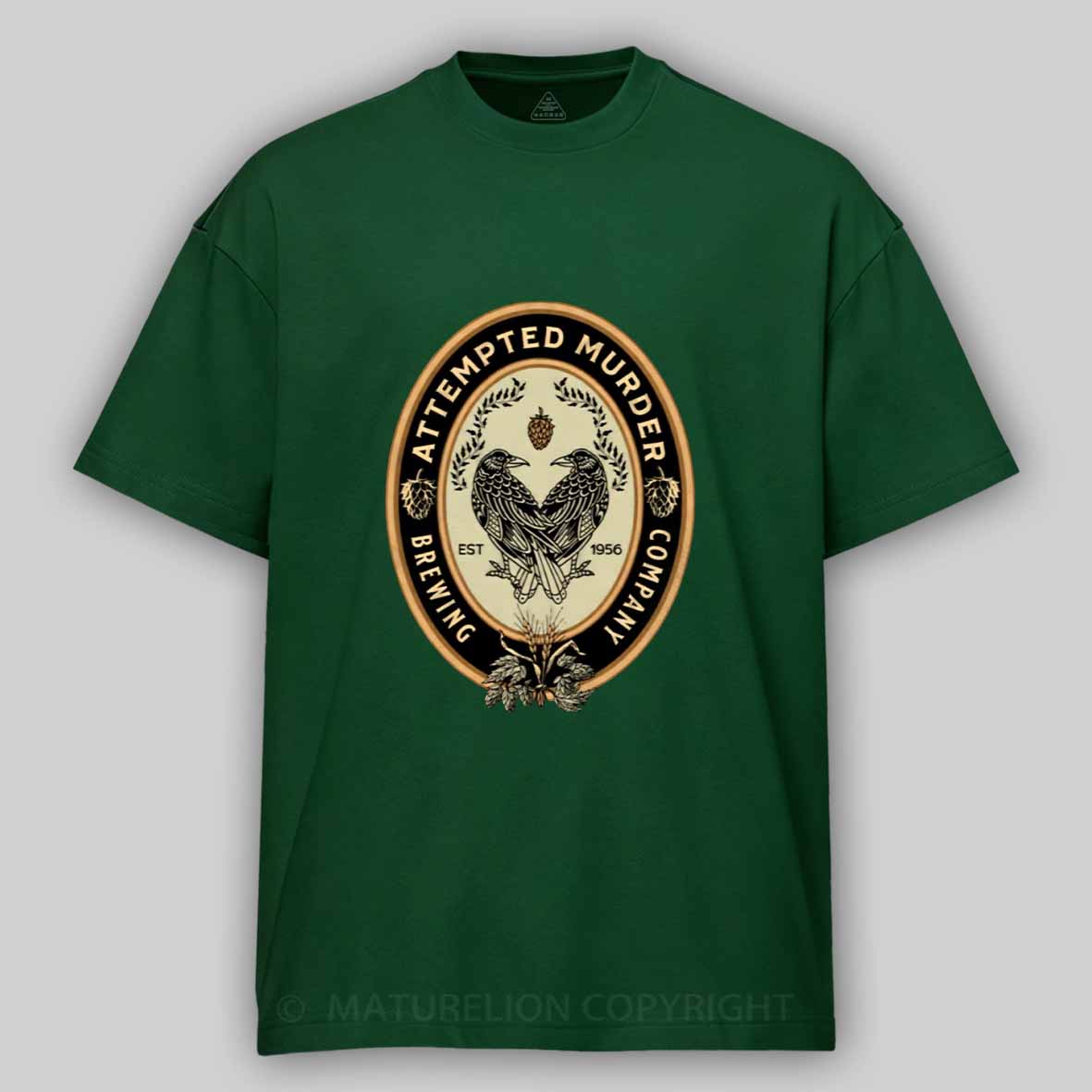 Maturelion Attempted Murder Brewing Company Beer Logo Crows & Ravens Cotton T-shirt
