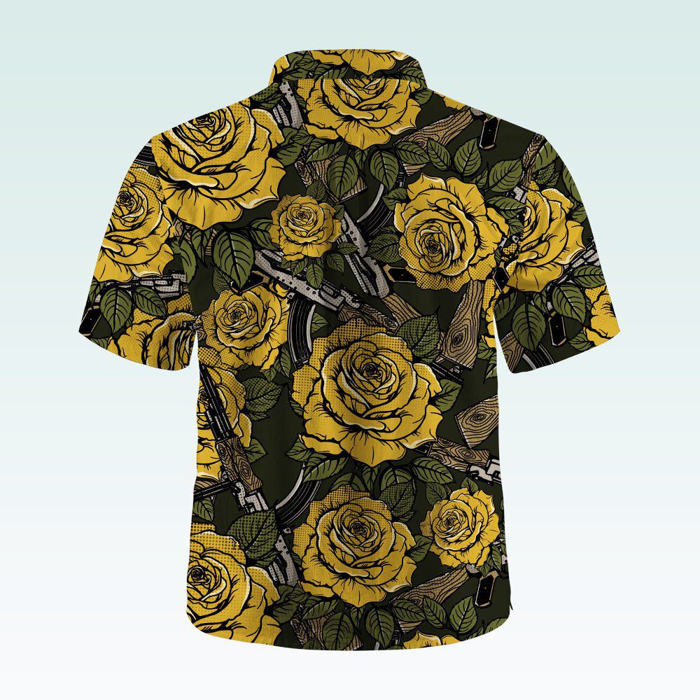 Maturelion Men's Button Pocket Shirt Harper Rose Allover Print Short Sleeve Shirt