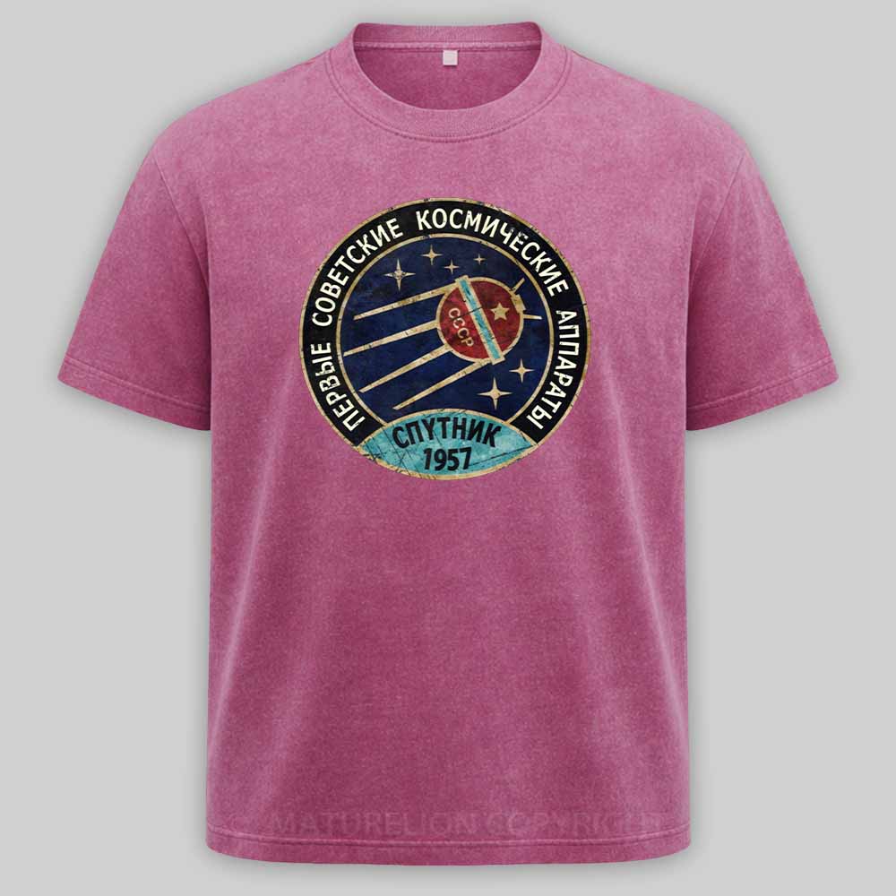 Maturelion Vintage Blue Badge Спутник V01 Washed T-shirt