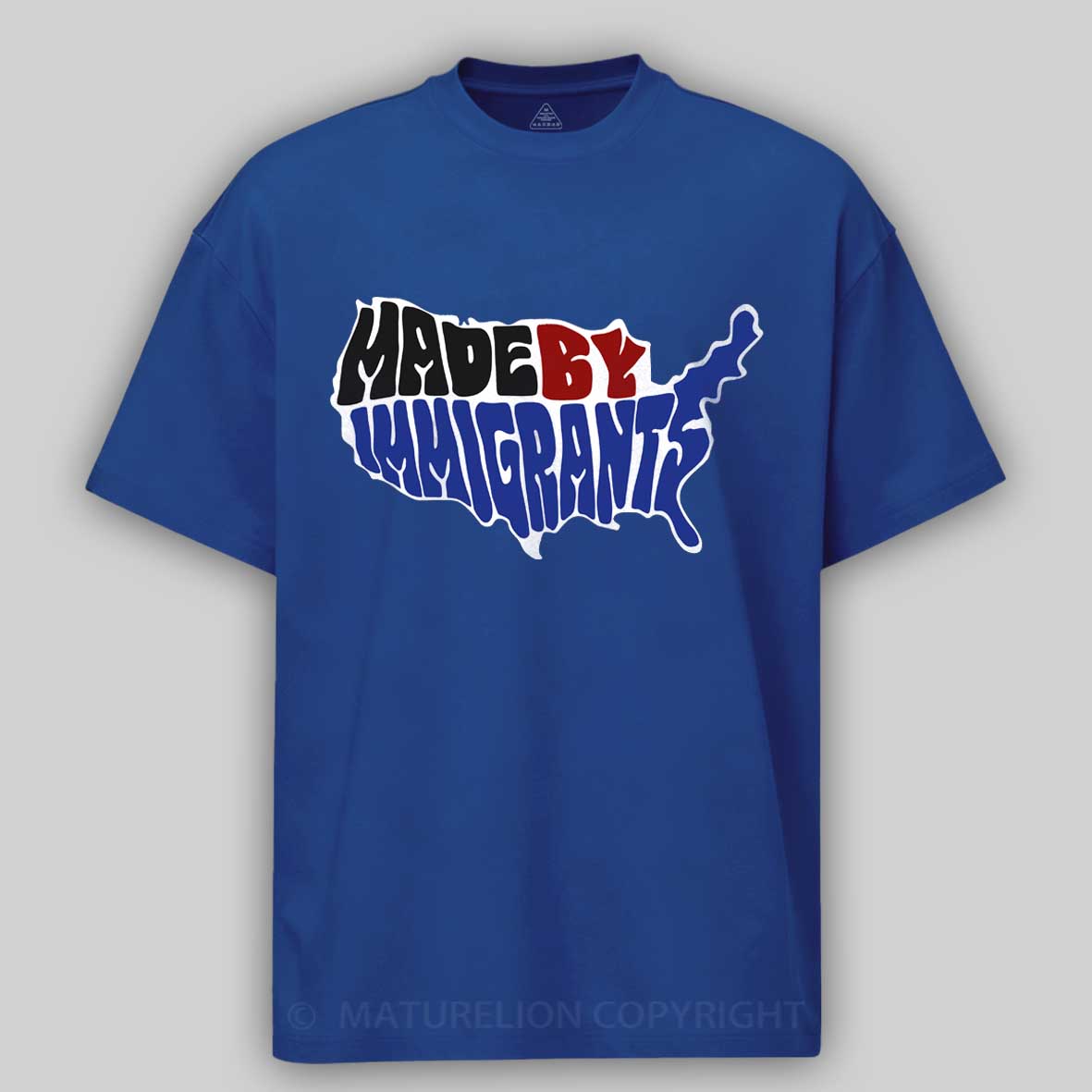 Maturelion Made By Immigrants - USA map Cotton T-shirt