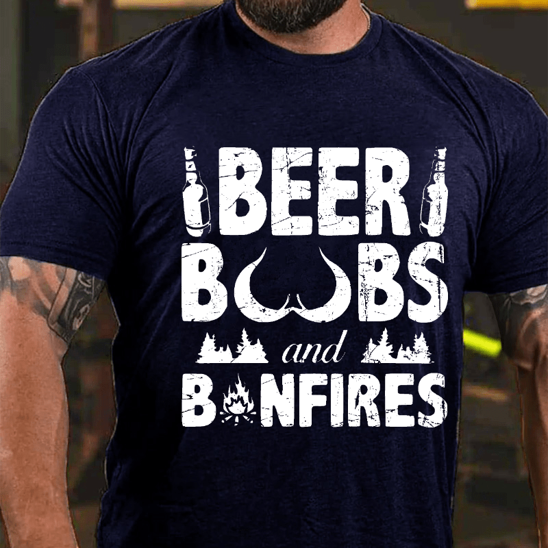 Beer Boobs And Bonfires Cotton T-shirt-Maturelion