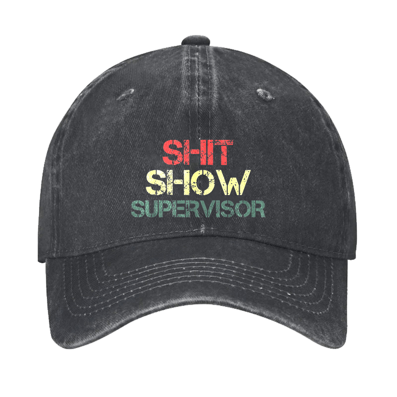 Shit Show Supervisor Funny Text Letters Adjustable Cap-Maturelion