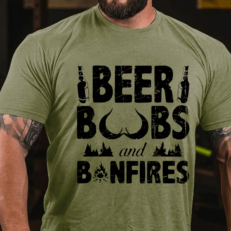 Beer Boobs And Bonfires Cotton T-shirt-Maturelion