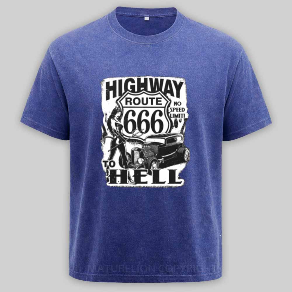 Maturelion Route 666 - Highway to hell Washed T-shirt