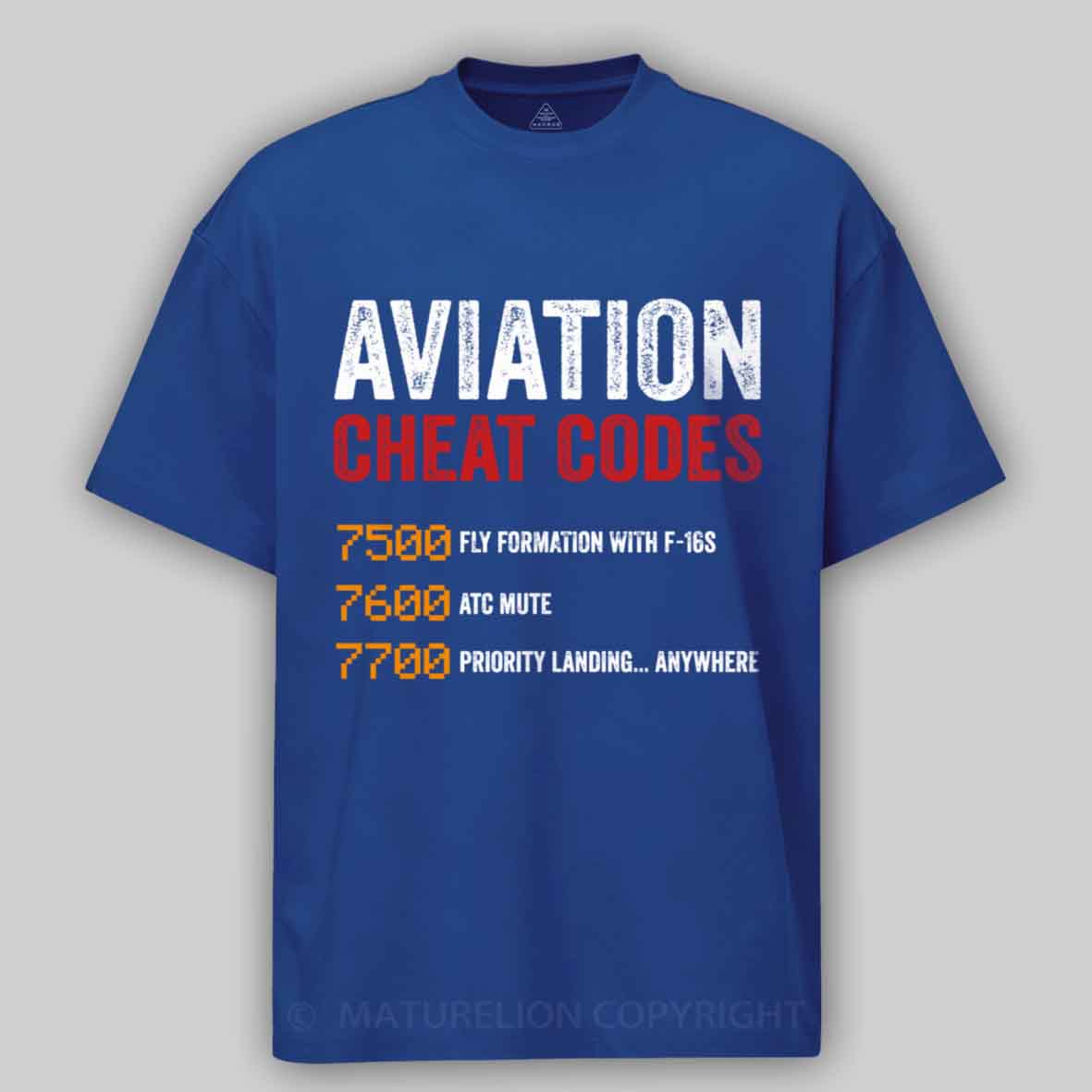 Maturelion Aviation Cheat Codes Pilot Funny Aviation Lover Cotton T-shirt