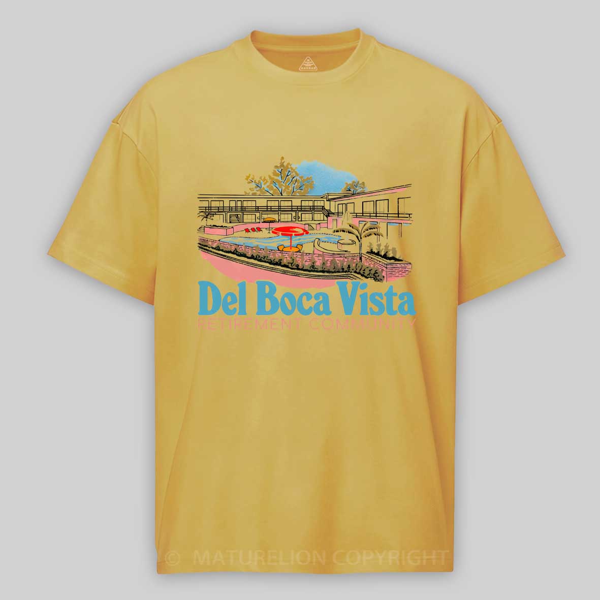 Maturelion Del Boca Vista Retirement Community - Retro Original Design Cotton T-shirt