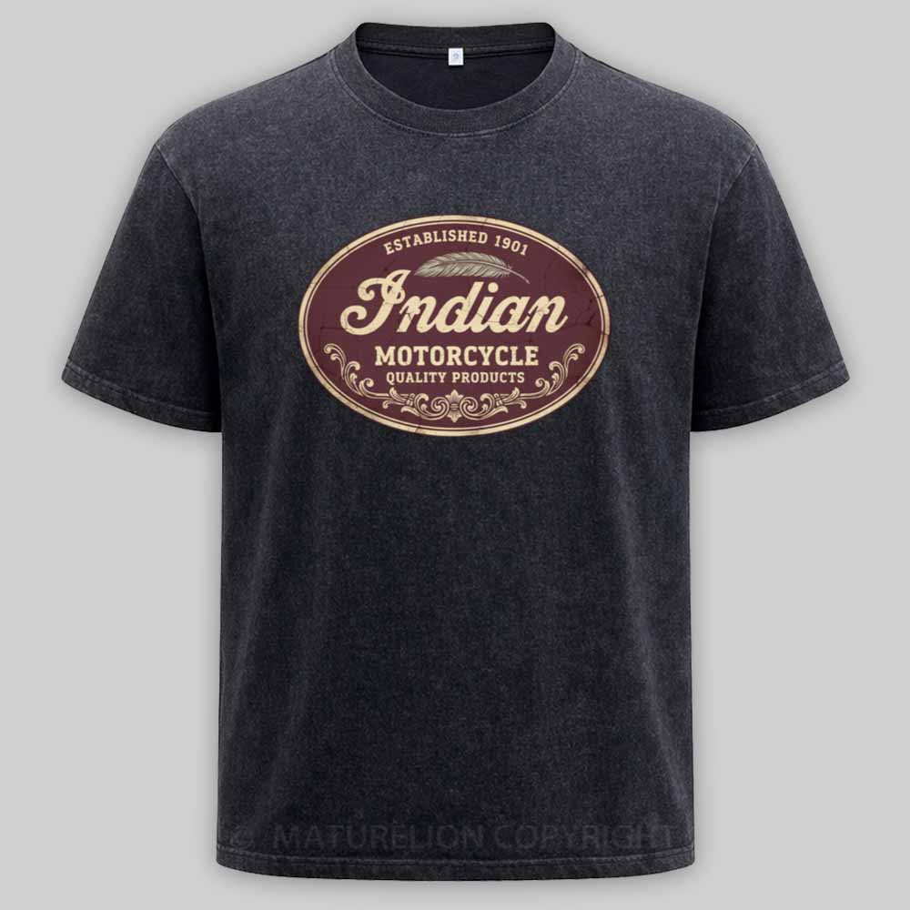 Maturelion Indian Motorcycles Sign Washed T-shirt