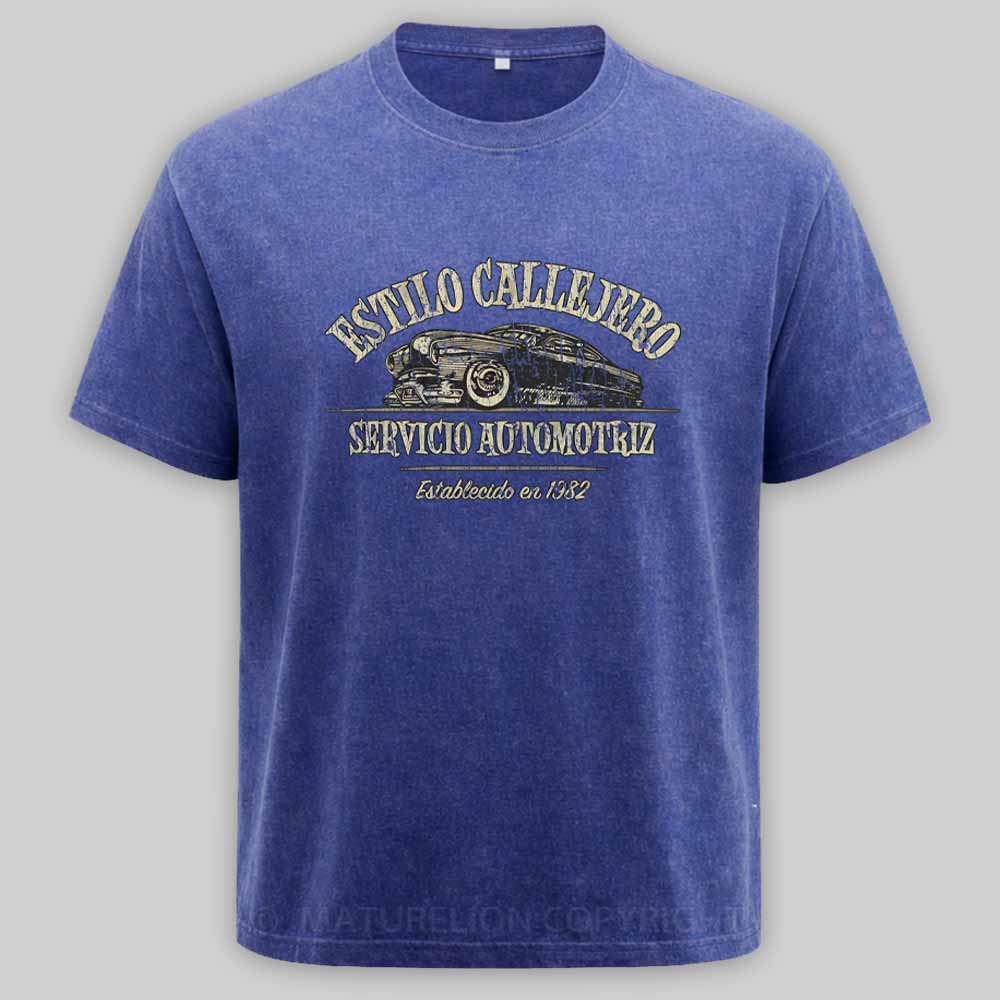 Maturelion Estilo Callejero Servicio Automotriz 1982 Washed T-shirt