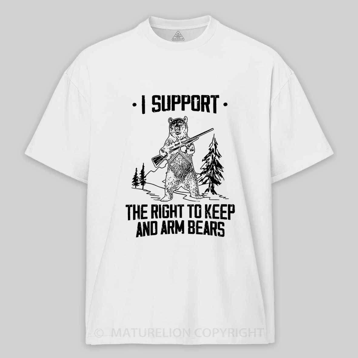 Maturelion Men's T-Shirt Second Amendment Right to Keep and Arm bears Cotton T-Shirt