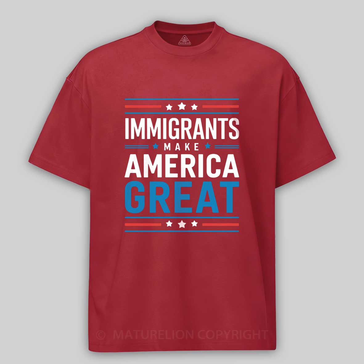 Maturelion Immigrants Make America Great white bule Cotton T-shirt