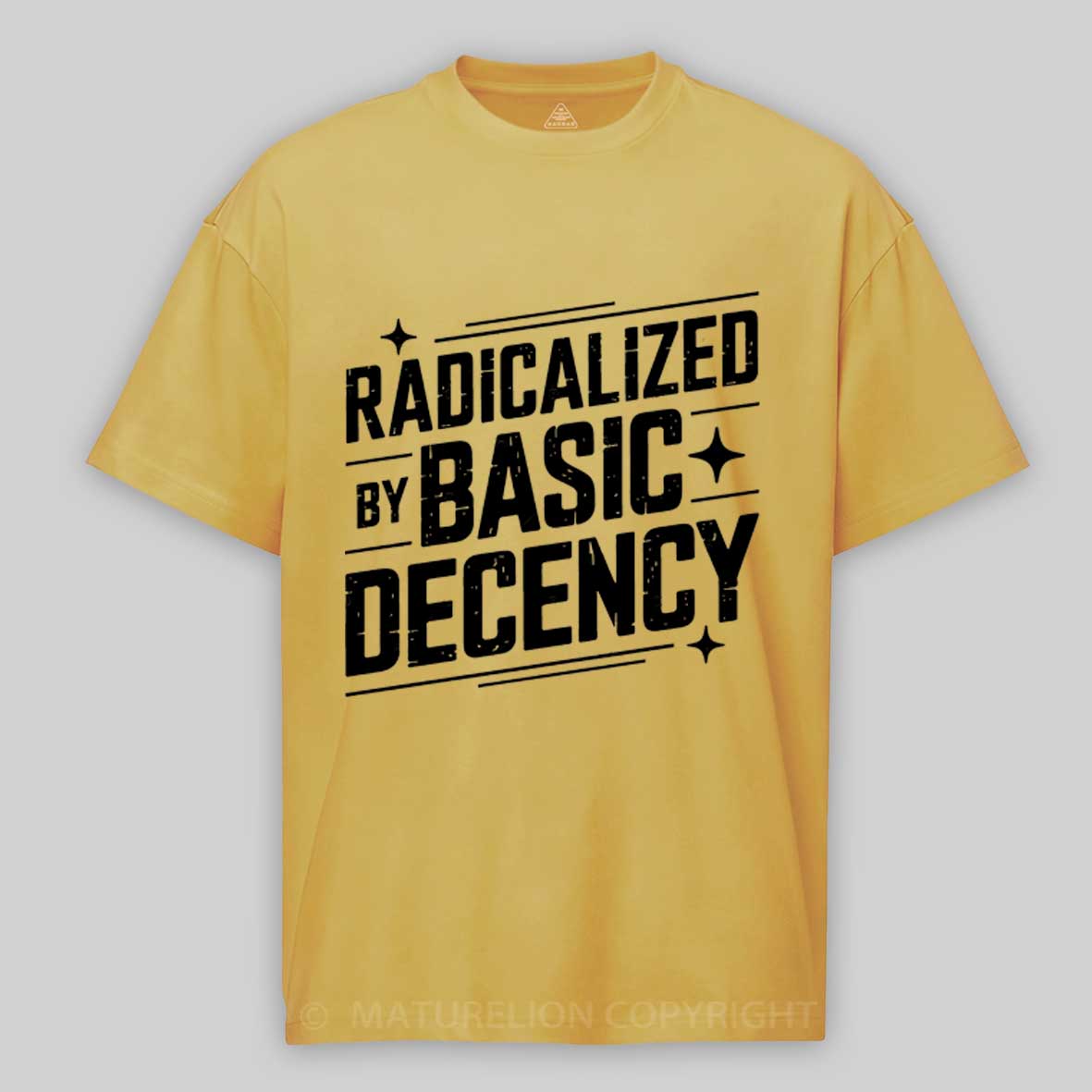 Maturelion Radicalized-by-basic-decency-3 Cotton T-shirt