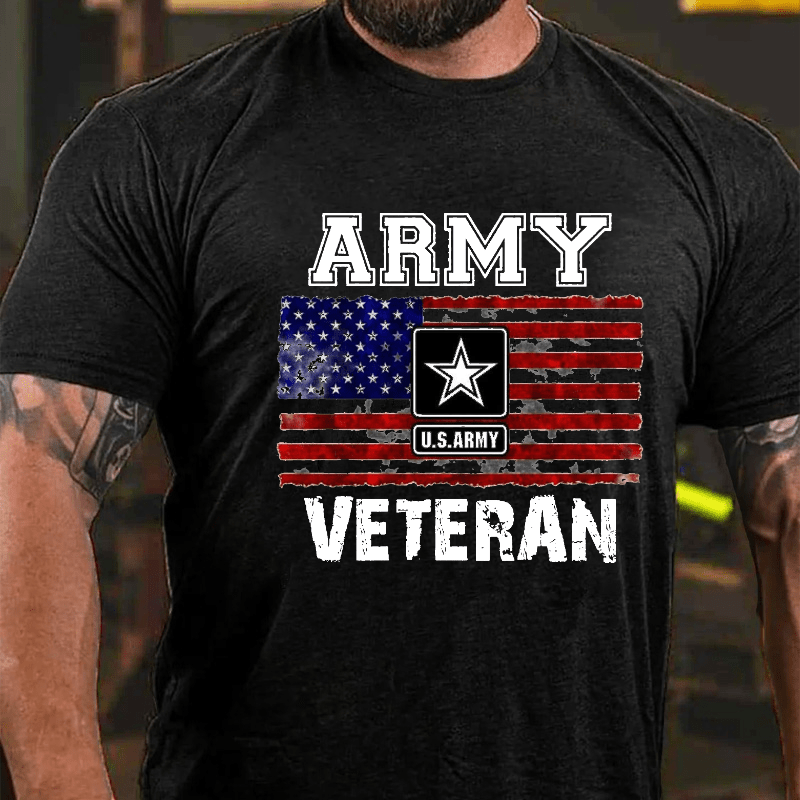 Army U.S.Army Veteran 4th of July Cotton T-shirt (Free Customization)