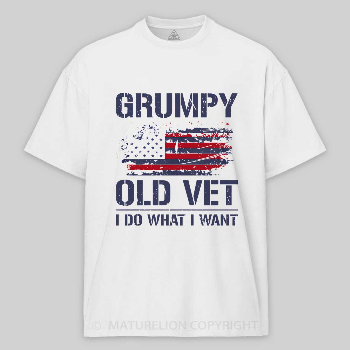 Maturelion Grumpy Old Vet I Do What I Want Retro Patriotic Cotton T-shirt