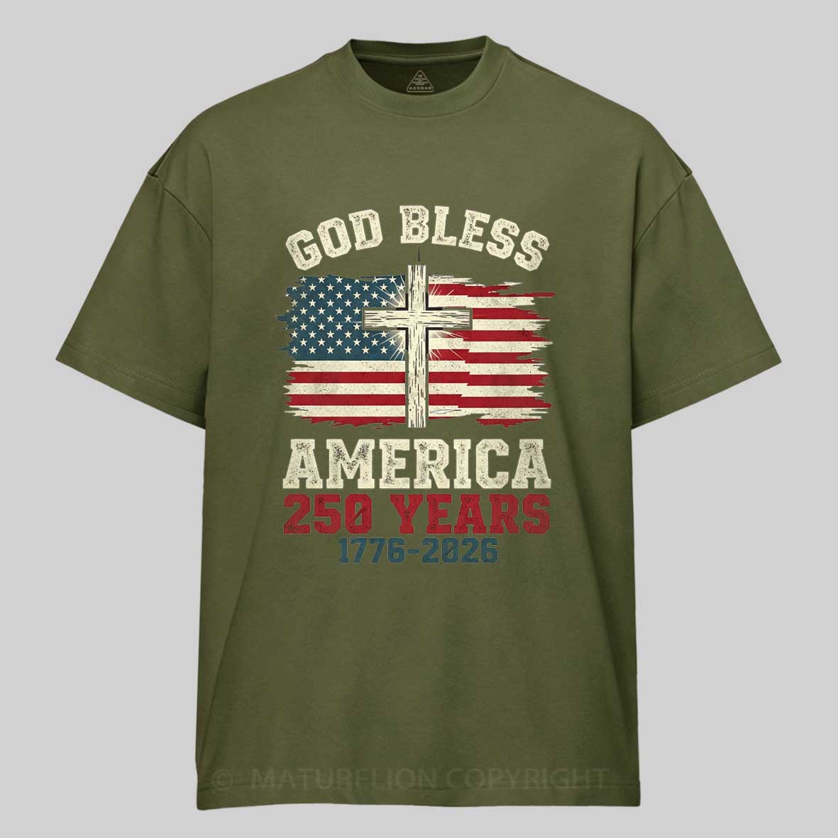 Maturelion USA 250th Anniversary Vintage Patriotic Christian T-shirt 