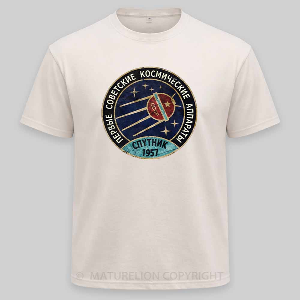 Maturelion Vintage Blue Badge Спутник V01 Washed T-shirt