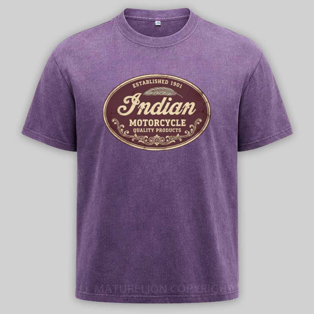 Maturelion Indian Motorcycles Sign Washed T-shirt