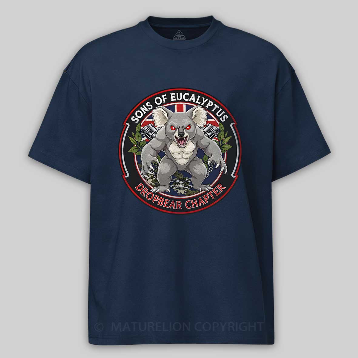 Maturelion Australia T-Shirt Dropbear Funny Graphic  Motorcycle Cotton T-Shirt