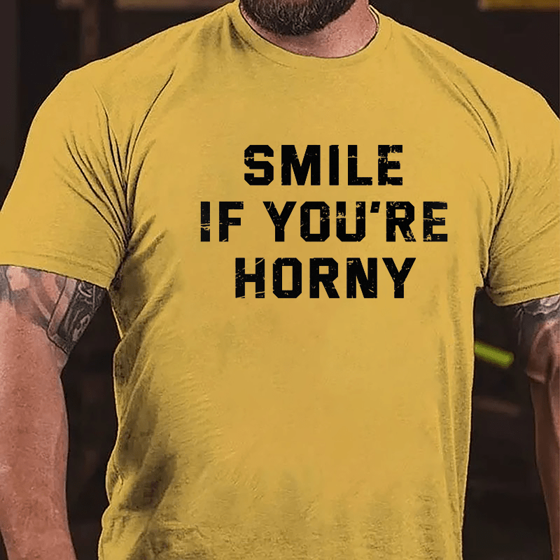 Smile If You're Horny Cotton T-shirt-Maturelion