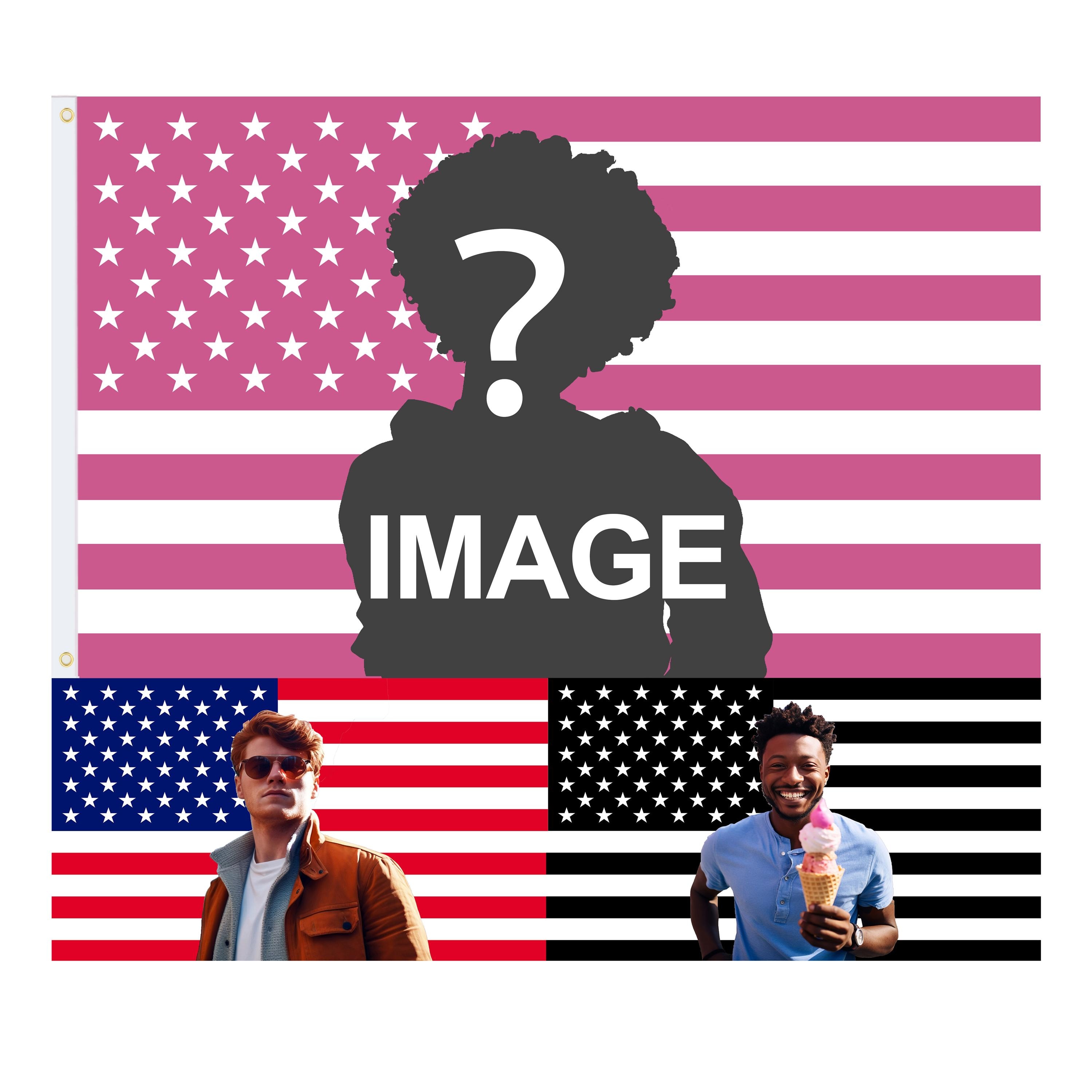 Maturelion Men's T-Shirt Custom Photo American Flag Cotton T-Shirt