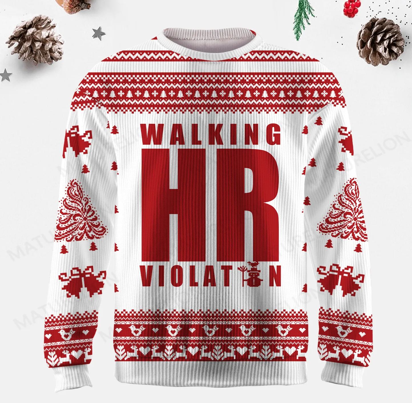 Maturelion Walking HR Violation Ugly Sweater