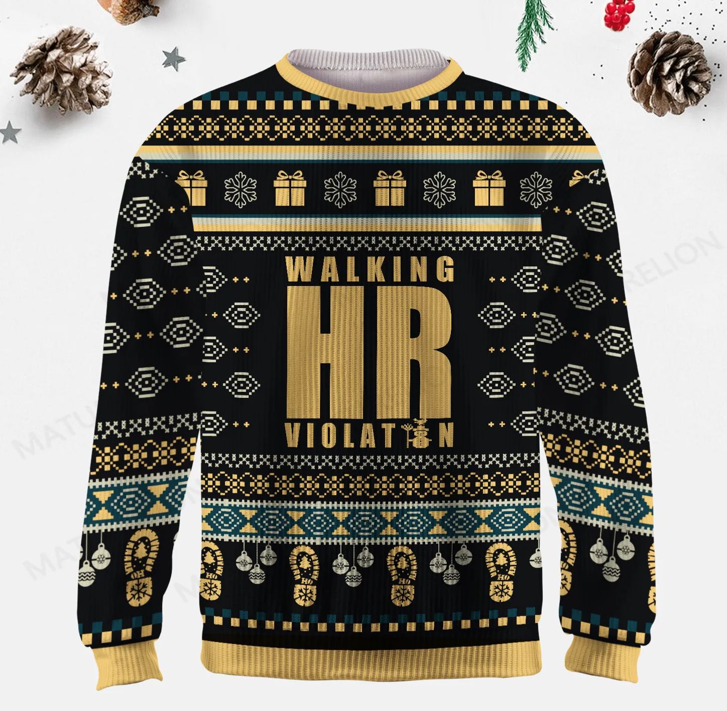 Maturelion Walking HR Violation Ugly Sweater