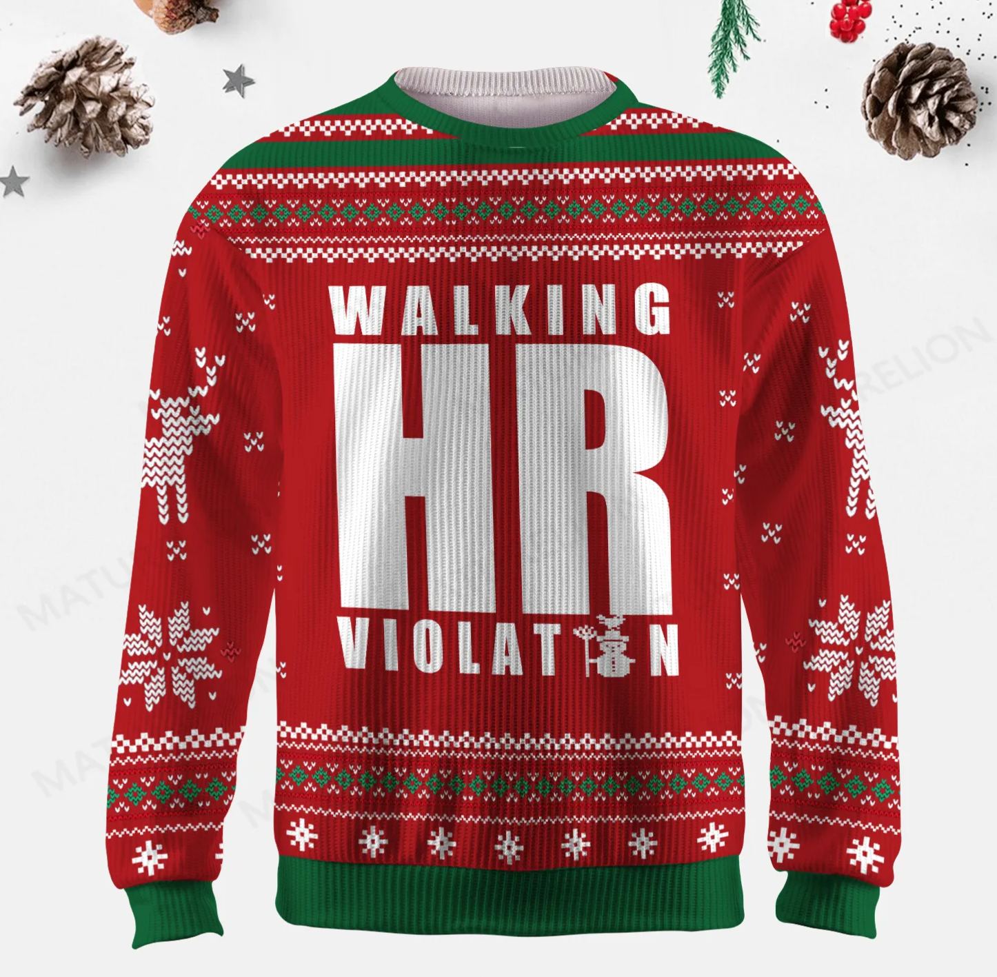 Maturelion Walking HR Violation Ugly Sweater