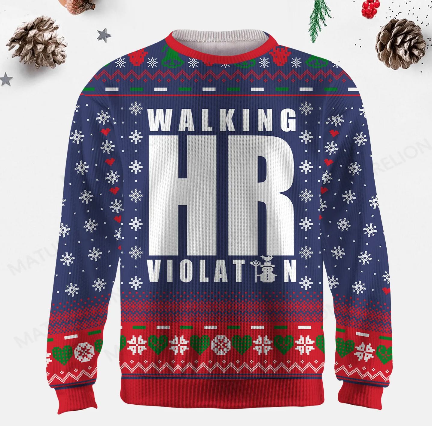 Maturelion Walking HR Violation Ugly Sweater