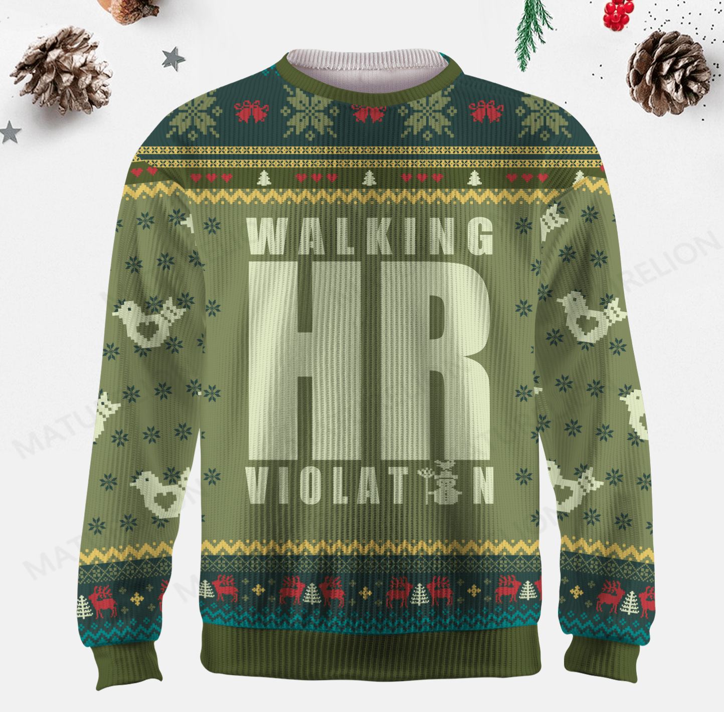 Maturelion Walking HR Violation Ugly Sweater